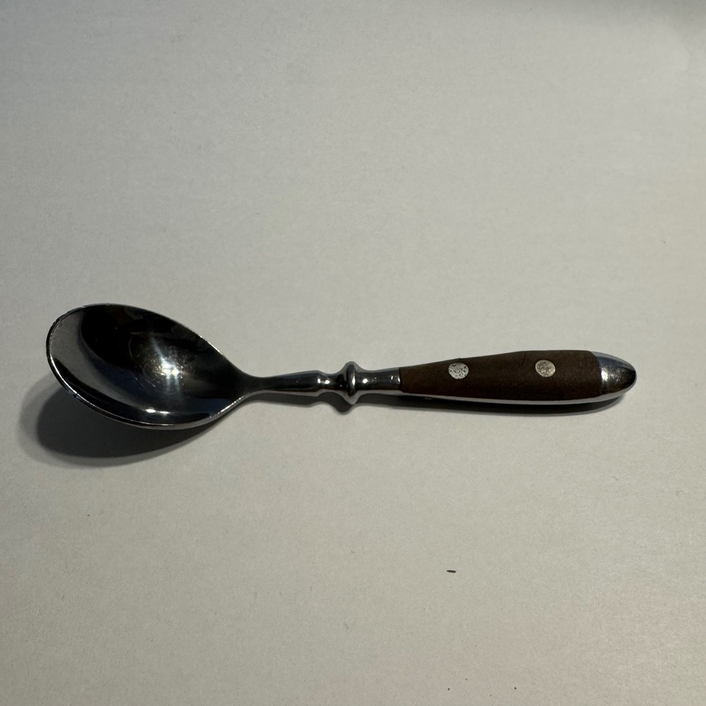 WF Grenoble Stainless Steel Spoon Brown Wood Look Riveted Handle Flatware China